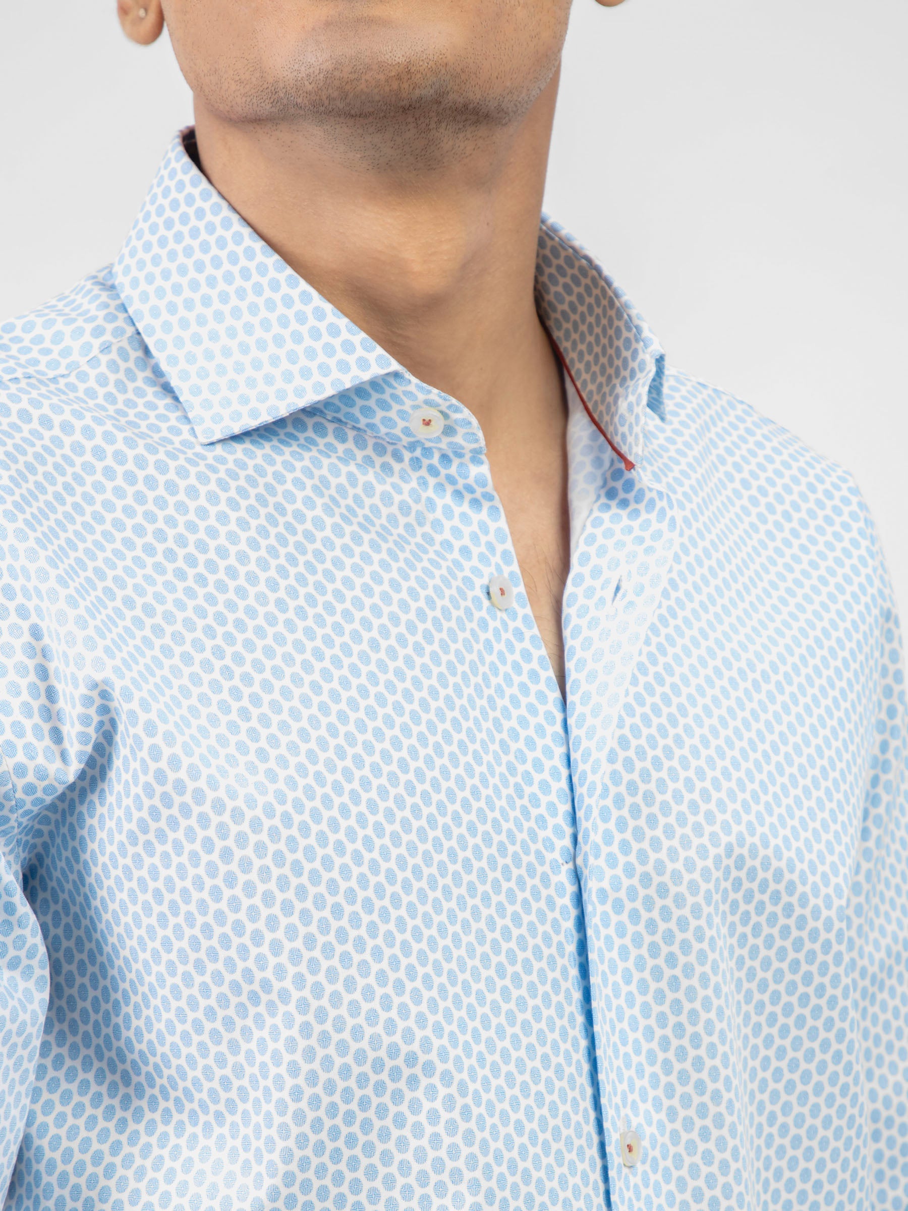 Blue Geometric Printed Formal Shirt