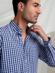 Blue Gingham Button Down Shirt