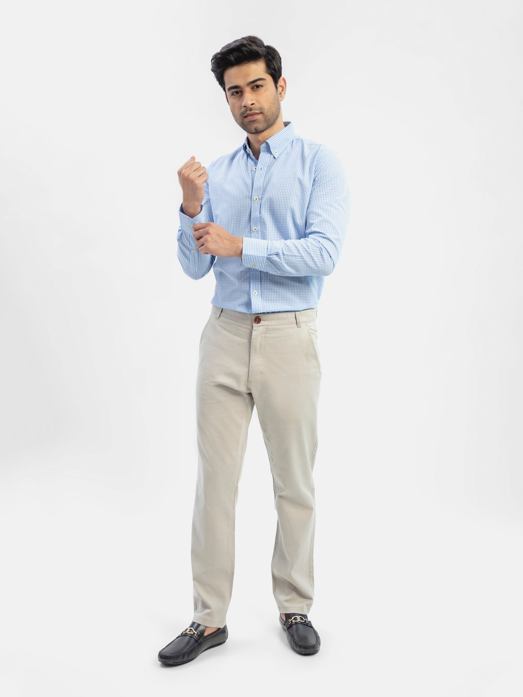 Blue Gingham Button Down Shirt