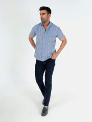 Blue Gingham Half Sleeve Shirt