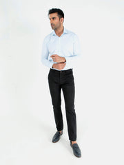 Blue Jacquard Patterned Silk Shirt