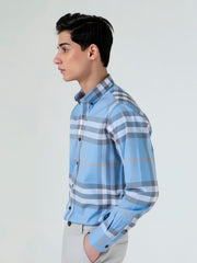 Blue Large Windowpane Checkered Shirt