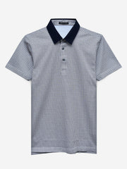 Blue & Brown Geo Printed Polo Shirt
