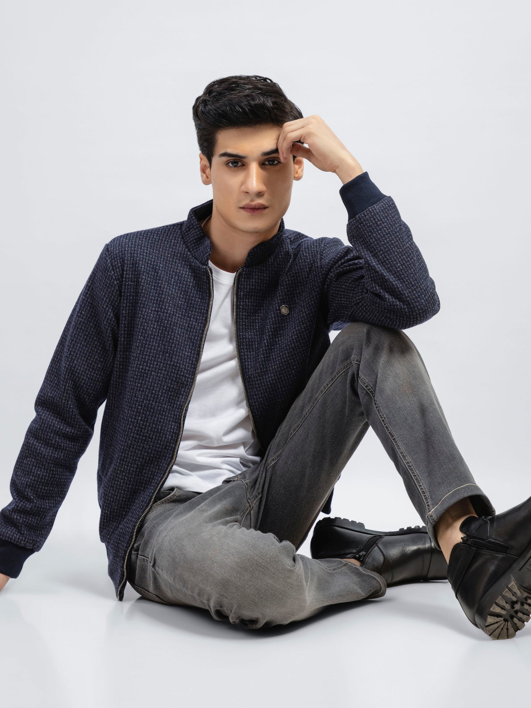 Blue & Grey Wool Harrington Jacket - Limited Edition