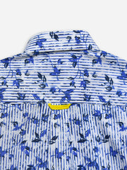 Blue & White Printed Half Sleeve Casual Shirt