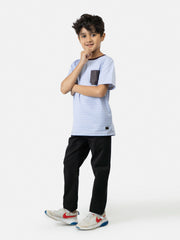 Blue & White Striped Short Sleeve Casual T-Shirt With Contrasting Pocket