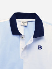 Blue & White Two-Tone Casual Pique Polo