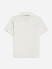 Beige Seersucked Casual Cuban Collar Shirt - Junior
